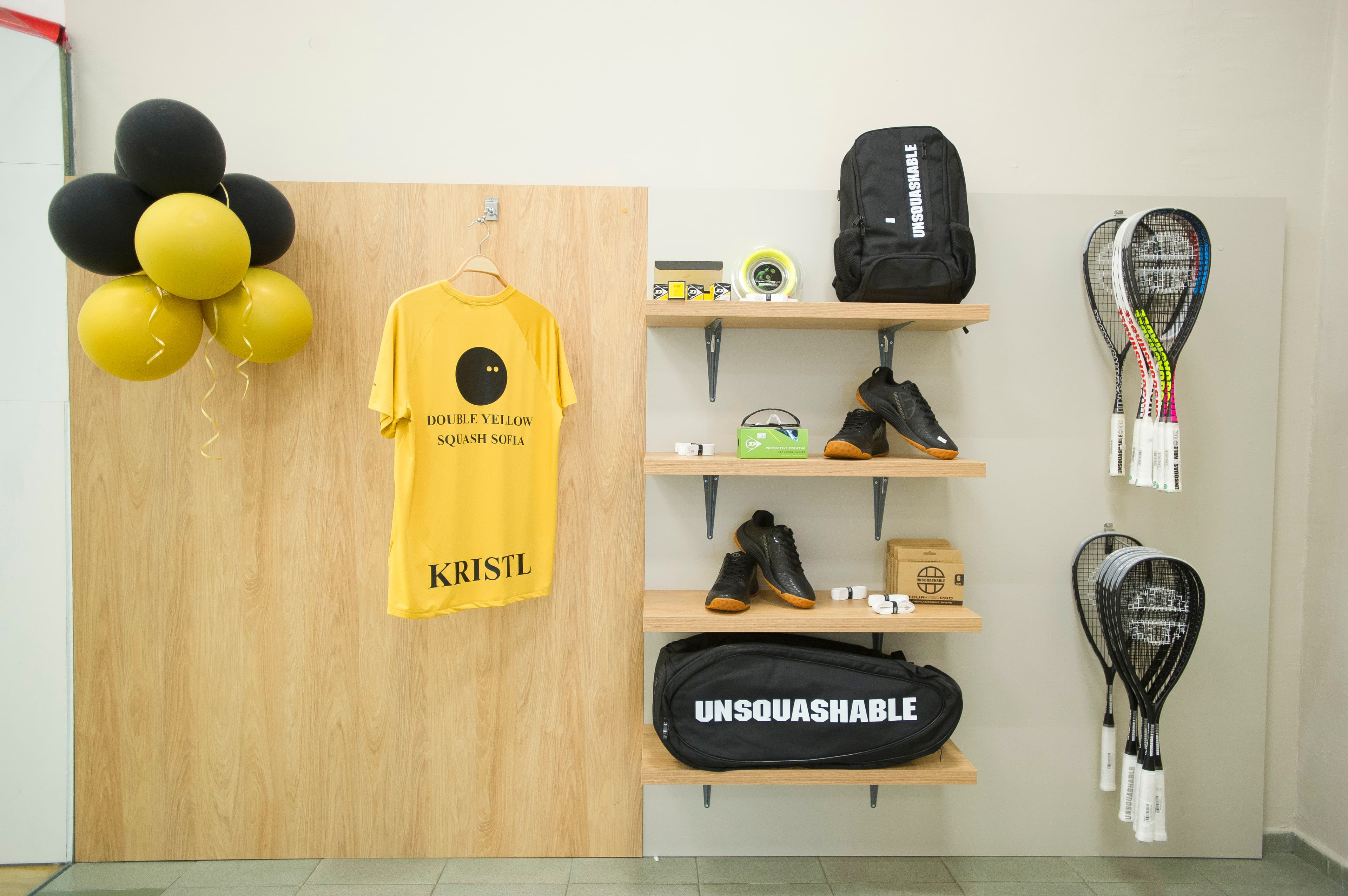 Players warming up before a match at Double Yellow Squash Club